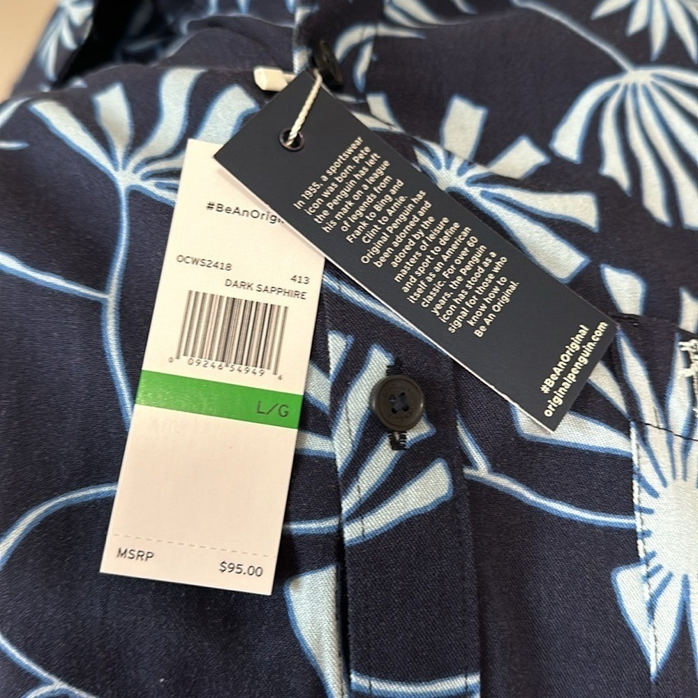 NWT Original Penguin by Munsingwear Large Men's Button Down Shirt Beach NEW L - Picture 11 of 11